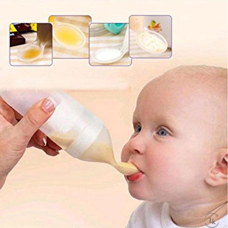 Ilk 1pc Infant Baby Silicone Feeding With Spoon Feeder Food