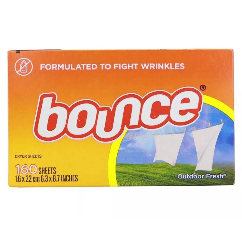 Bounce Dryer Sheets Laundry Fabric Softener, Outdoor Fresh, 160 Count