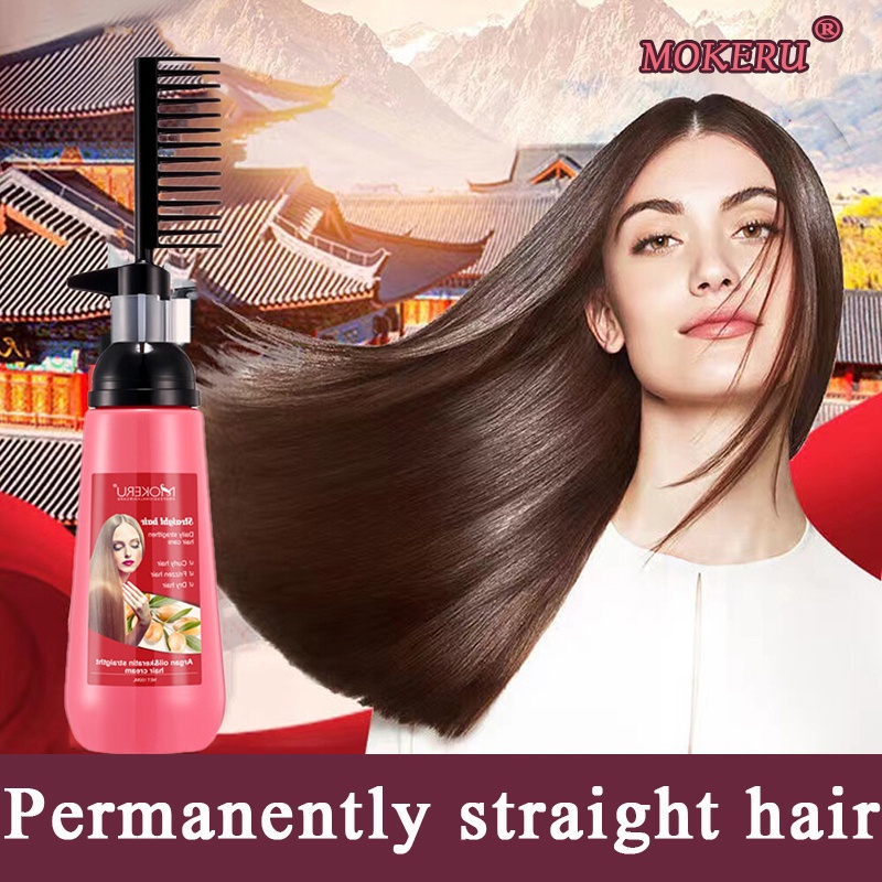MOKERU 【2022 new production】hair straightener treatment cream permanent  rebonding set original permanent straight hair rebond with comb Pull-free  and clip-free Ion iron Does not hurt hair straightening care solution |  Shopee Philippines