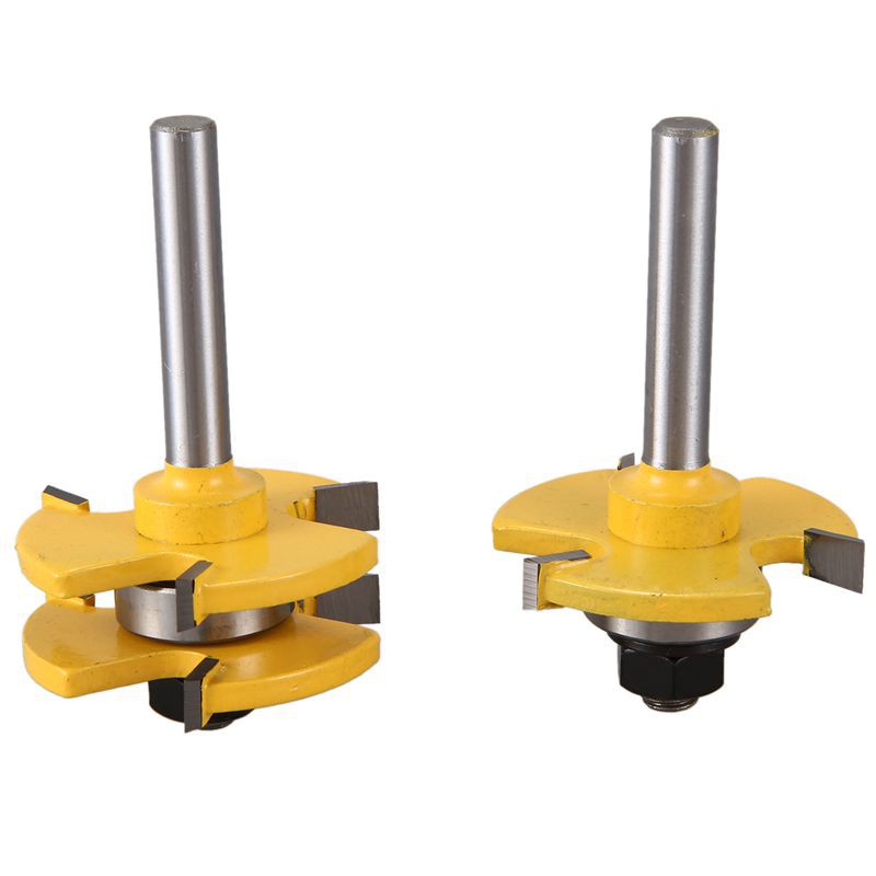2Pcs T Type 8Mm Three-Teeth Wood Carving Tool Alloy Milling Cutters