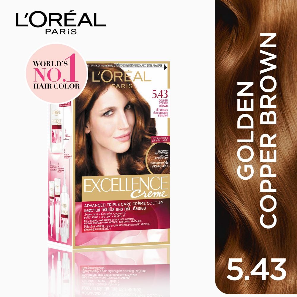 Loreal Excellence Hair Color No 5 43 Golden Copper Brown Shopee