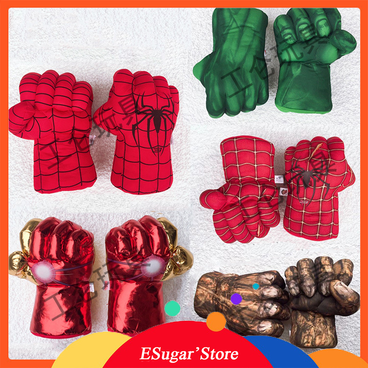 2PC Kid avenger Endgam Incredibl Superhero Figure Spider ma/Hulks toys boxing Gloves boy Halloween gift Hulk Gloves