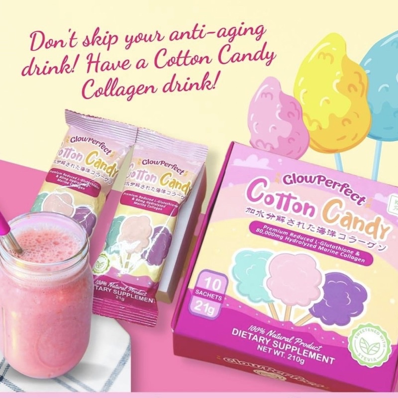 Glow Perfect Cotton Candy Premium LGlutathione and 80,000mcg Collagen