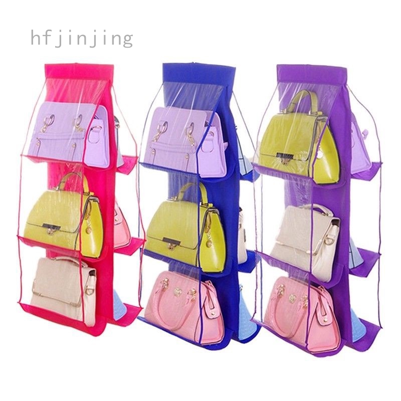 6 Lattice Handbag Storage Bag Cabinet Bag Organizer Hanging Bag