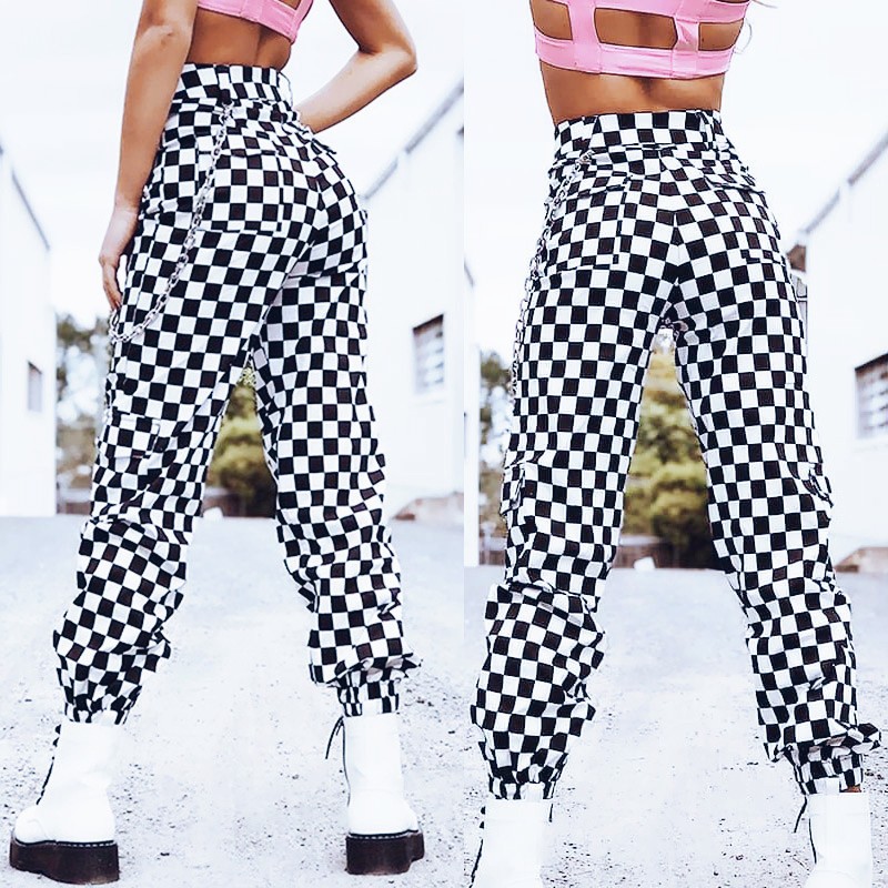 checkered joggers womens