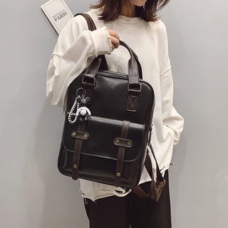 Japanese backpack Leather Backpack  Casual College School Bag Small Square Backpack travel bag