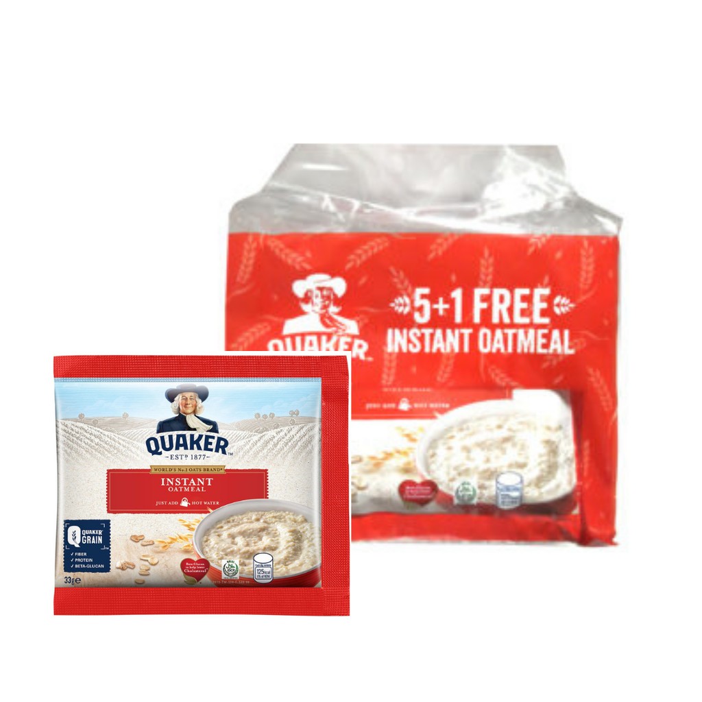 Quaker Oats Instant Oatmeal 33g 5+1 Free Packs / Original / Banana