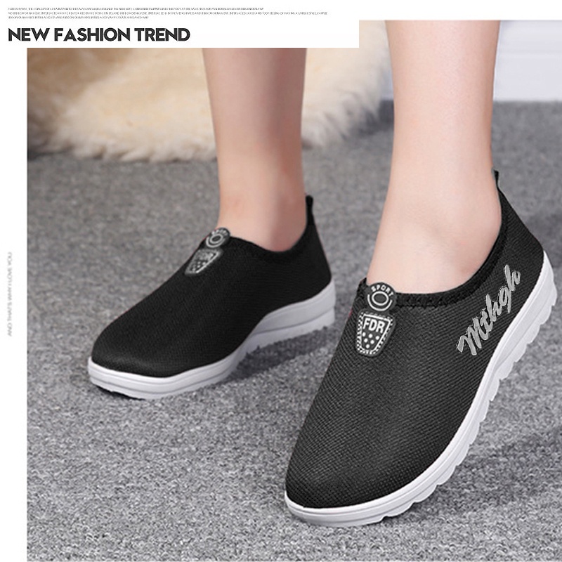 Ladies Korean Breathable Slip On Low Cut Plain Shoes (Standard Size ...