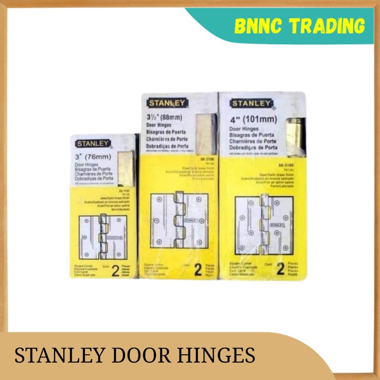 STANLEY DOOR HINGES STANDARD LOOSE PIN PAIR 3x3 3.5x3.5 4x4 (2 PCS PER