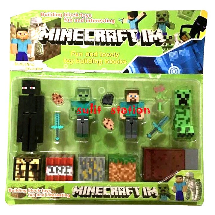 minecraft steve enderman zombie toy figures cake topper