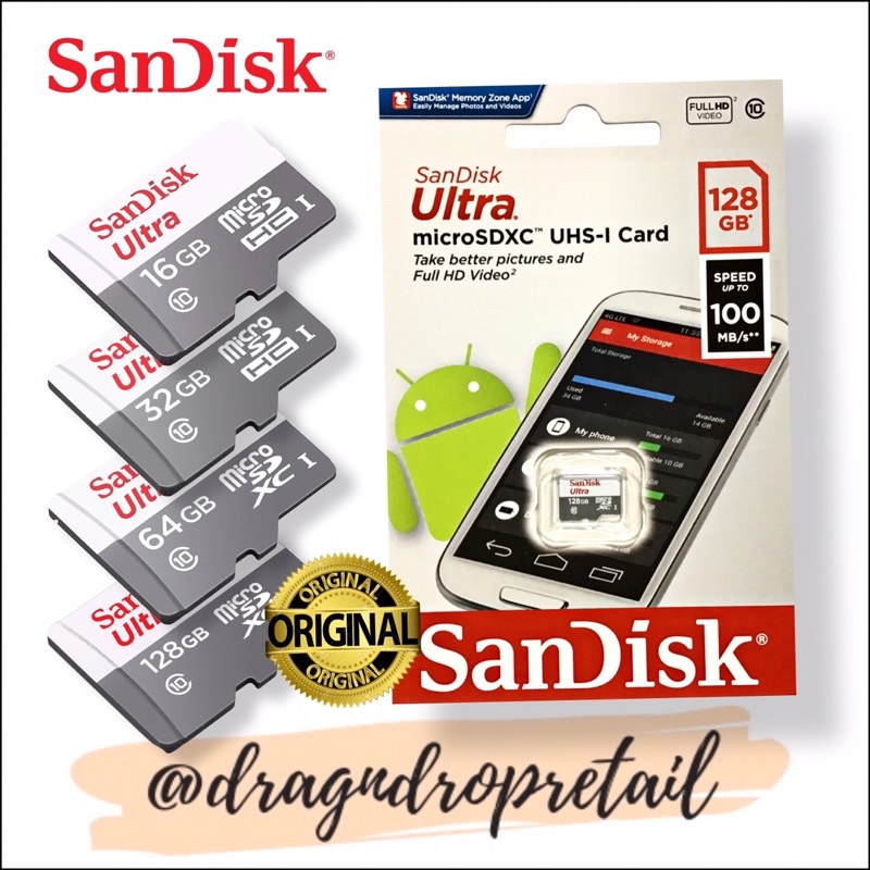 SanDisk Ultra Micro SD UHS-I Class 10 100MB/s microSDXC Card 128GB 64GB  32GB 16GB | Shopee Philippines