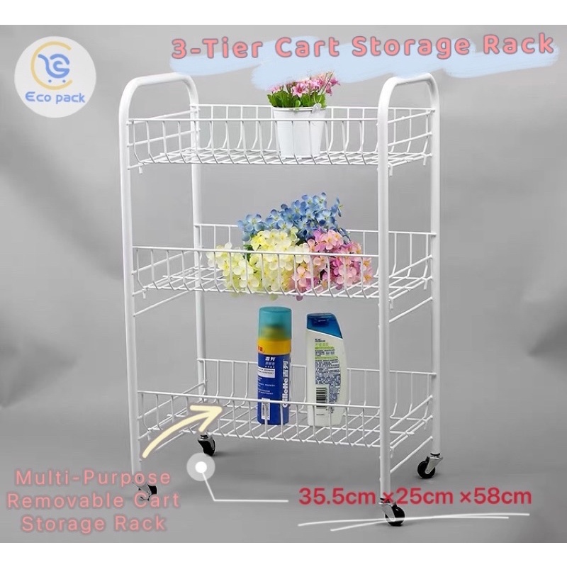 3Tier MultiPurpose Removable Kitchen Cart Storage Rack cart storage shelf wire utility cart