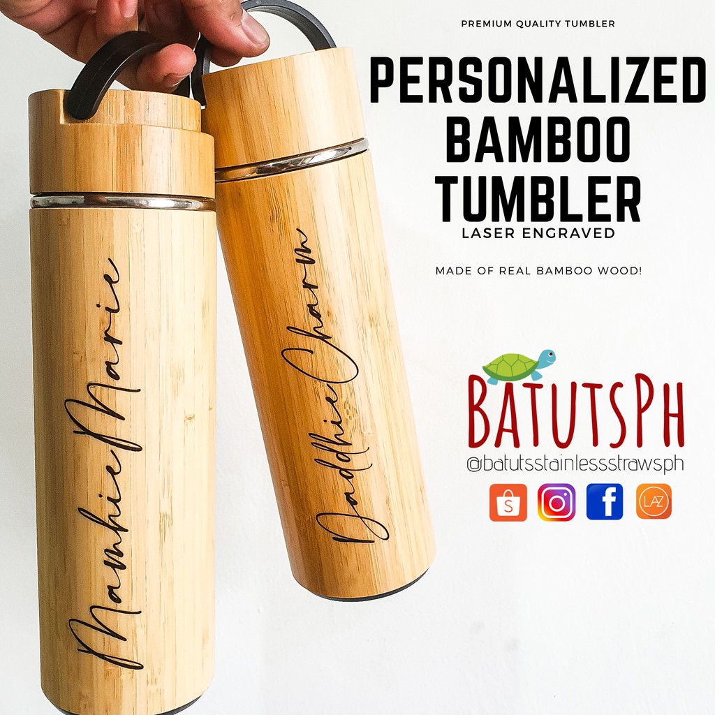 Batutsph - Personalized 550ml Bamboo Tumbler (version 2) - Real Bamboo