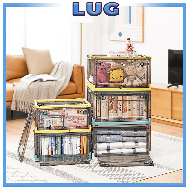 LUG with 4 Wheels Clear Folding Plastic Storage Box Container Storage ...