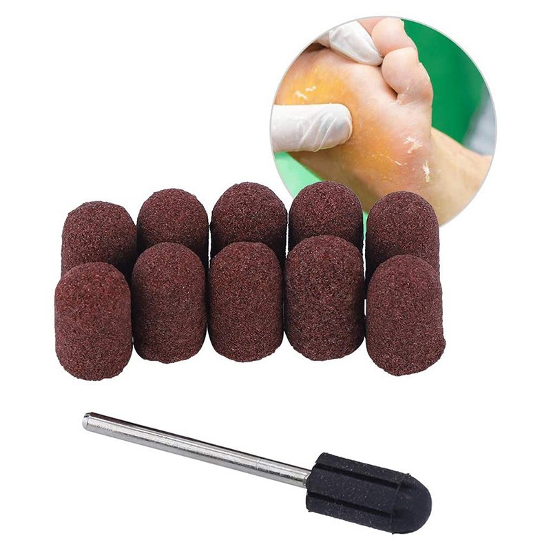 10Pcs Drill Bit Block Sanding Cap Dedicated Head Grinding Sanding Cap er Sand Manicure Pedicure Tool