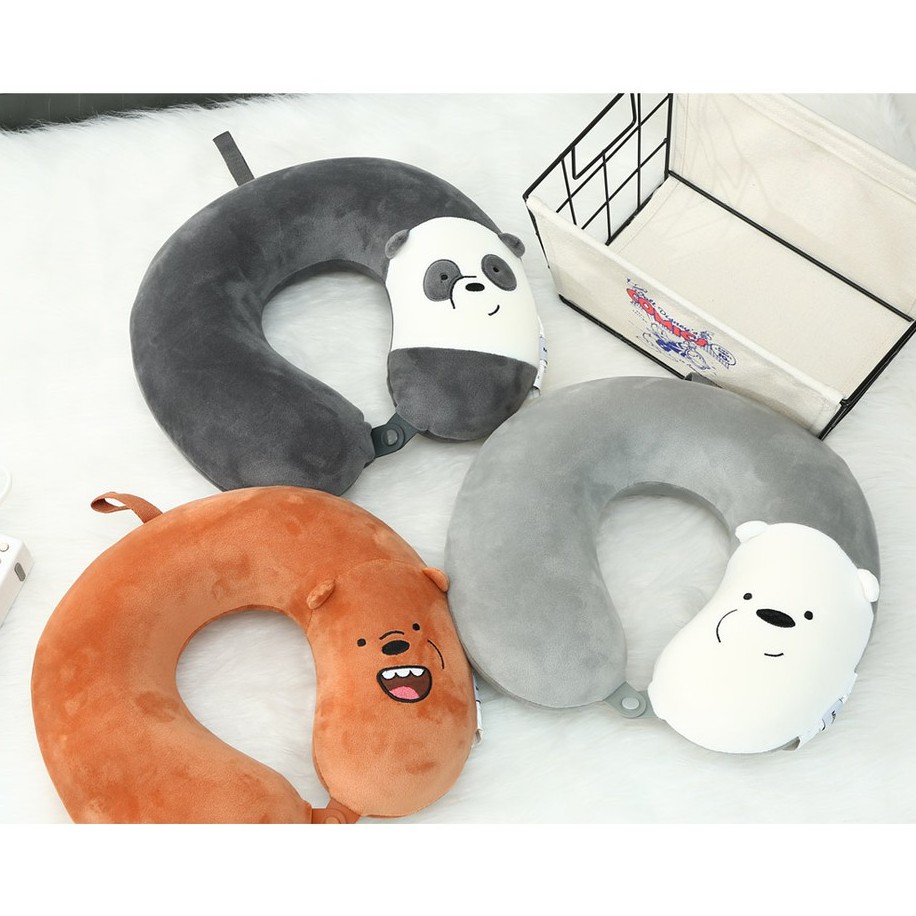 Miniso We Bare Bears- Memory Foam U-shaped Pillow - Grizz, Ice Bear ...