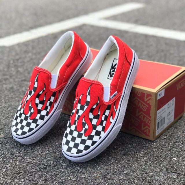flaming checkered vans