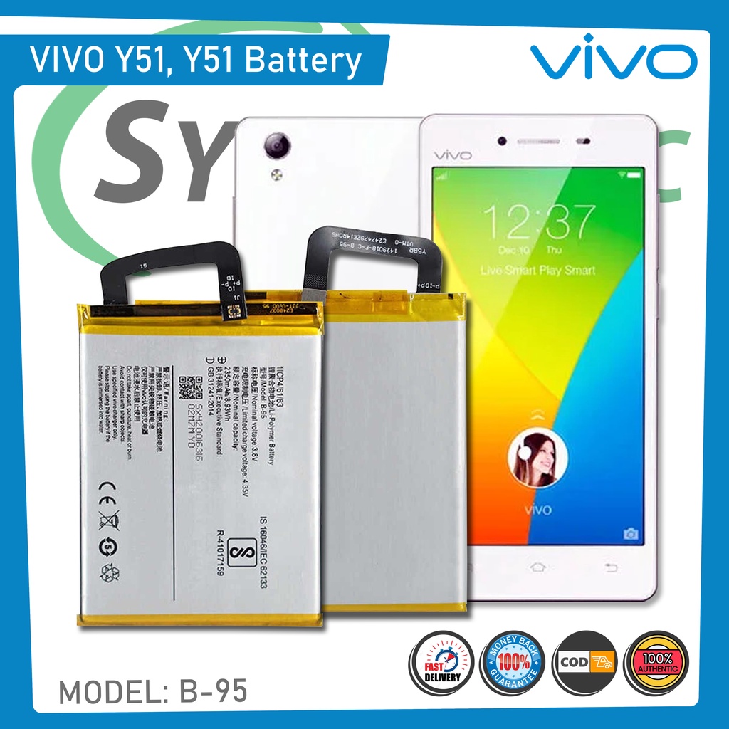 Original VIVO Y51 Battery, Premium High Quality Model: B-95 (2350mAh ...