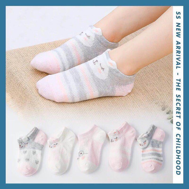 Bagonly Latest Girl Kids Pink Cartoon Design Socks 5 Pairs Shopee Philippines