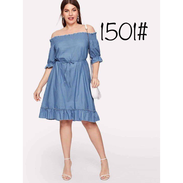 off the shoulder jean dress plus size