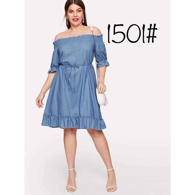 off the shoulder jean dress plus size