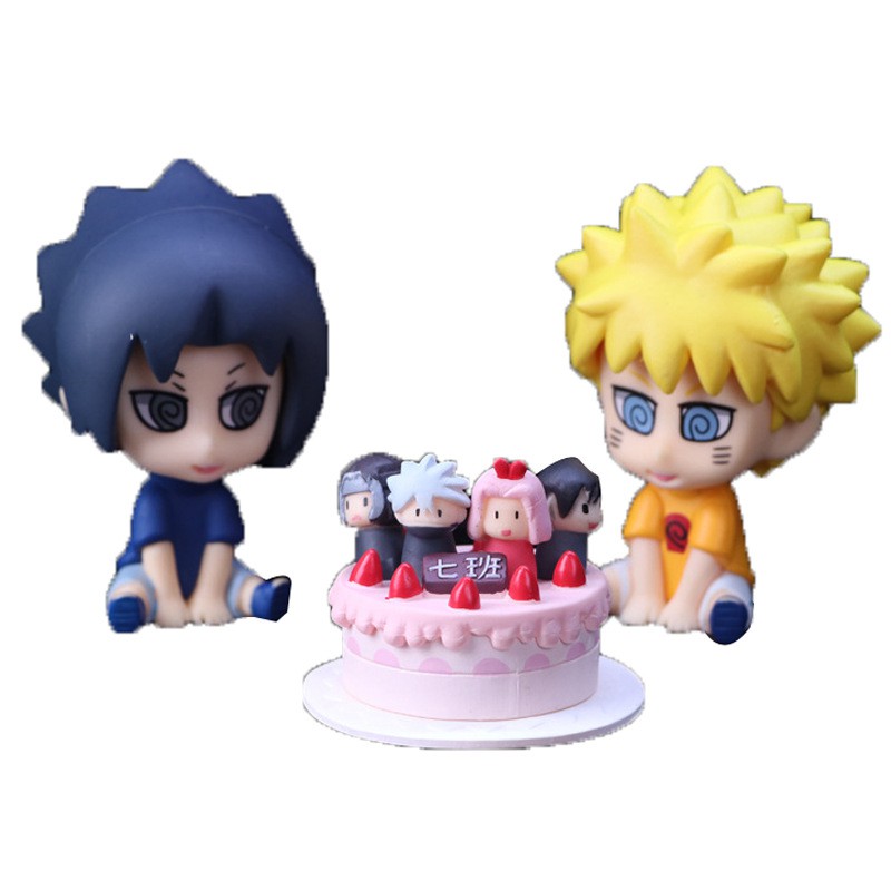 Kawaii Anime Figure Naruto Shippuden Uzumaki Naruto Uchiha Sasuke With Cake Pvc Action Figure Shopee Philippines