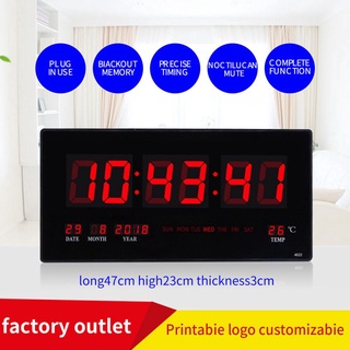 Luminous Digital Wall Clock W/ Calendar Temperature LED Display Living Room #9