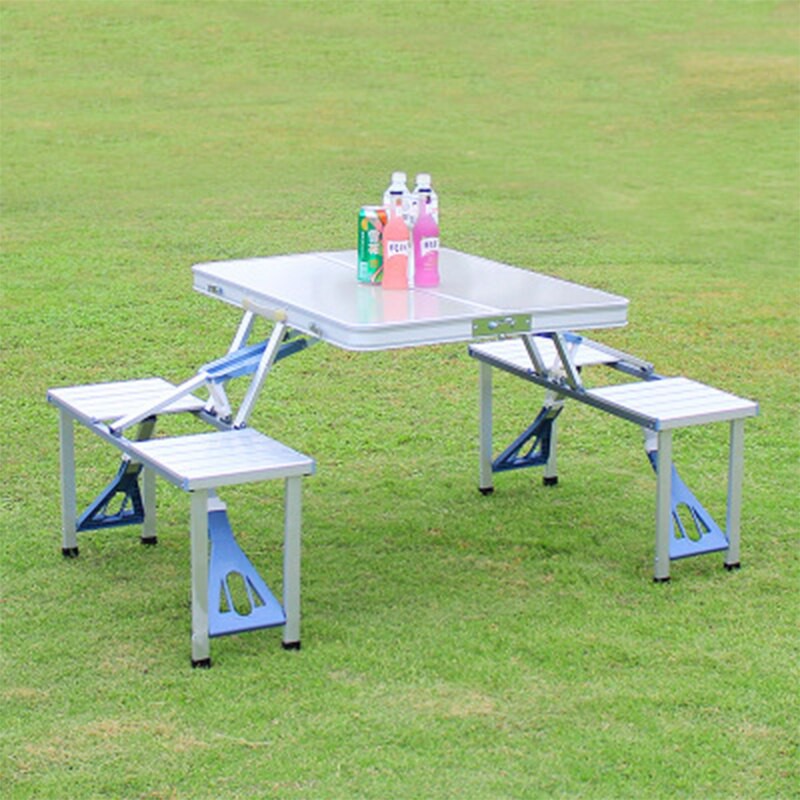 Portable Aluminum Picnic Table And, Portable Folding Table And Chairs For Camping