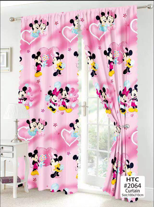 Cute Printed Curtain For Window Or Door, Minnie Mouse Bedroom Curtains
