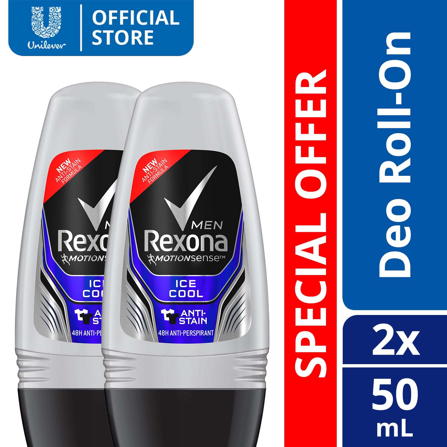 Rexona Men Deodorant RollOn Ice Cool 50ML x2 Shopee Philippines