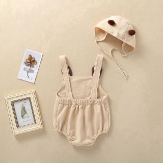 READY STOCK⭐ NEW Baby Girls Clothes Summer Sunsuit 3D Bear Color Block Cotton Print Rompers+Hat Set Infant Outfit Girls Jumpsuit Clothes #5
