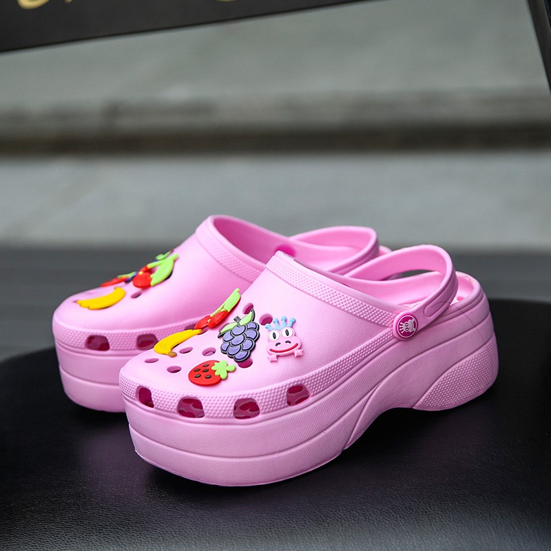 pink platform crocs