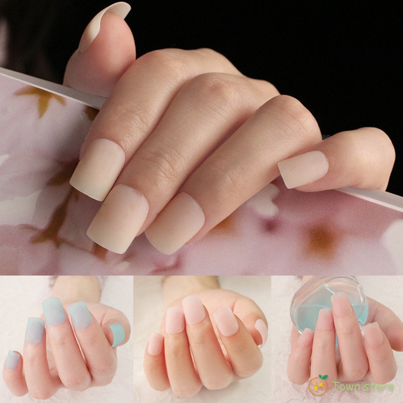 Frosted Matte Fake Nails Tips Solid Color Diy Manicure Shopee