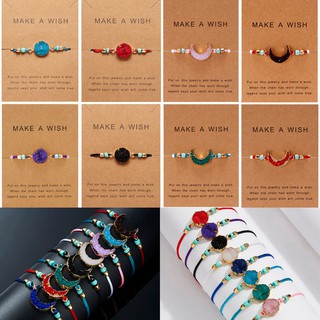 Korean hand-woven bracelet women natural stone adjustable paper card bracelet charm jewelry ...