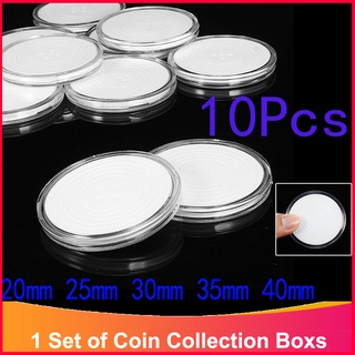 10pc 36mm Applied Clear Round Cases Coin Storage Capsules Holder Round Plastic 