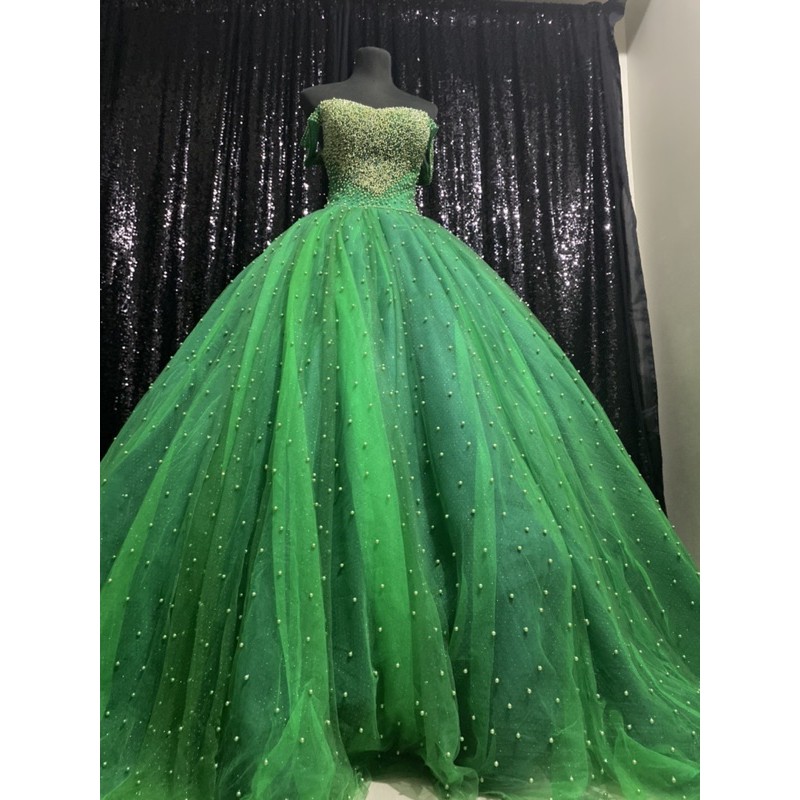 LUXURY GREEN DEBUT BALL GOWN | Shopee ...