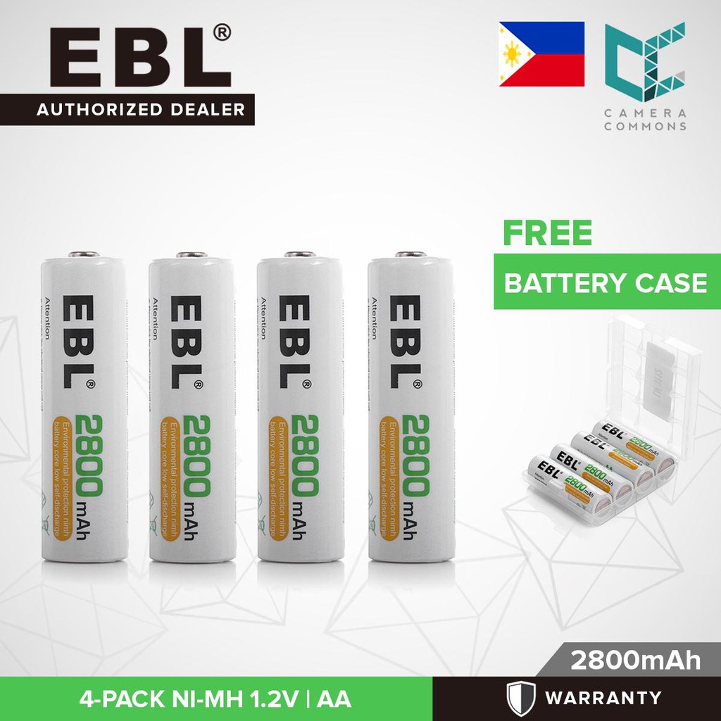 EBL 4 Pack 1.2V AA Size 2800mAh Rechargeable battery NiMH NiMH