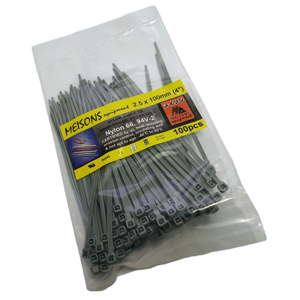 MEISONS COLORED CABLE TIE 2.5MM X 100MM ( GREY OR GRAY COLOR ) Shopee