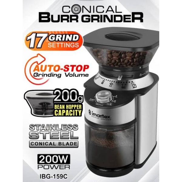 Imarflex IBG159C Conical Burr Grinder / Coffee Grinder Shopee