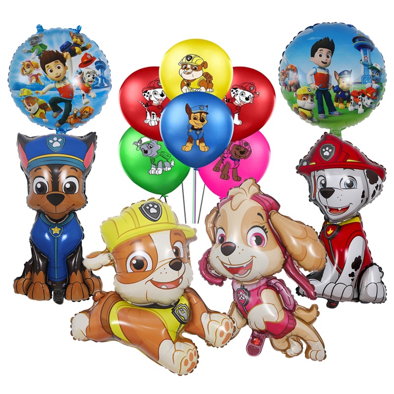 Paw Patrol Themed Aluminum Balloons Chase Marshall Skye Puppy Paw Foil ...