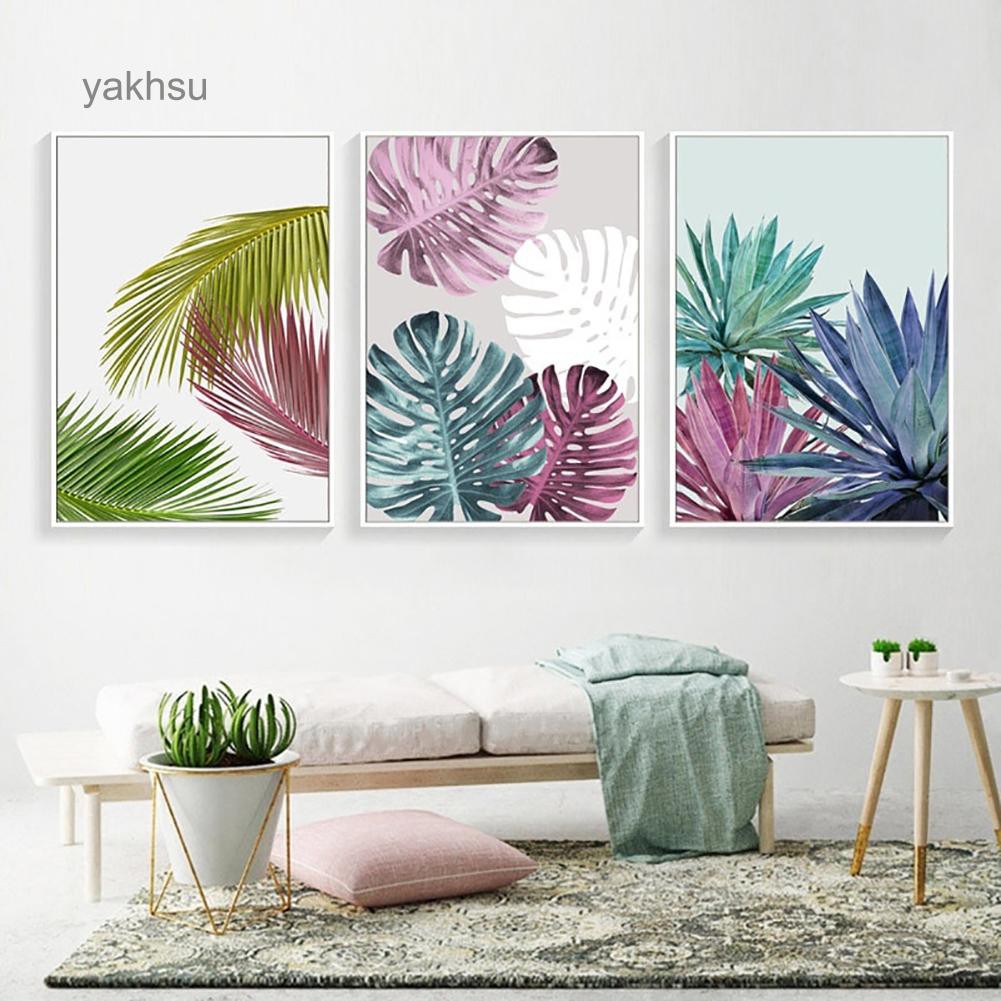 Ys Abstract Plant Leaf Wall Art Canvas Painting Nordic Poster Picture Bedroom Decor Shopee Philippines