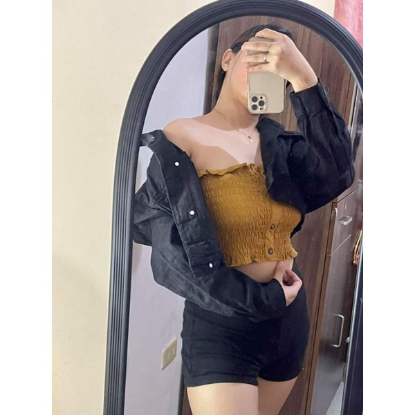 zara cropped top denim jacket Shopee Philippines