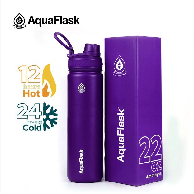 Aquaflask 22oz Amethyst Wide Mouth with Spout Lid Vacuum Insulated ...