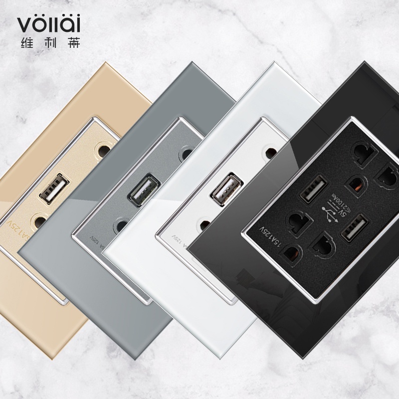Vollai 15amp outlet socket for wall 2 Gang Multiple Electrical Socket
