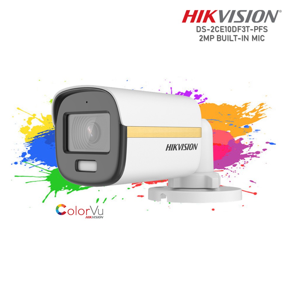 Hikvision Ds 2ce10df3t Pfs 2mp Bullet Colorvu Outdoor Audio Fixed