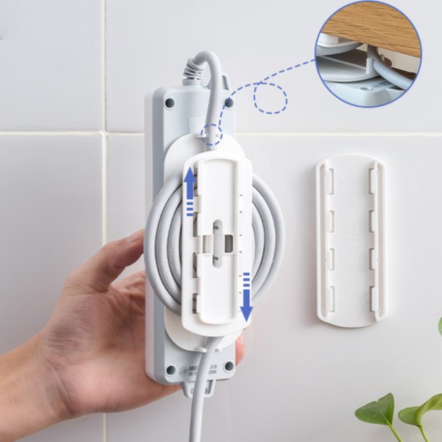 SelfAdhesive Power Strip Holder with Cable Organizer, Wall Mount Punch
