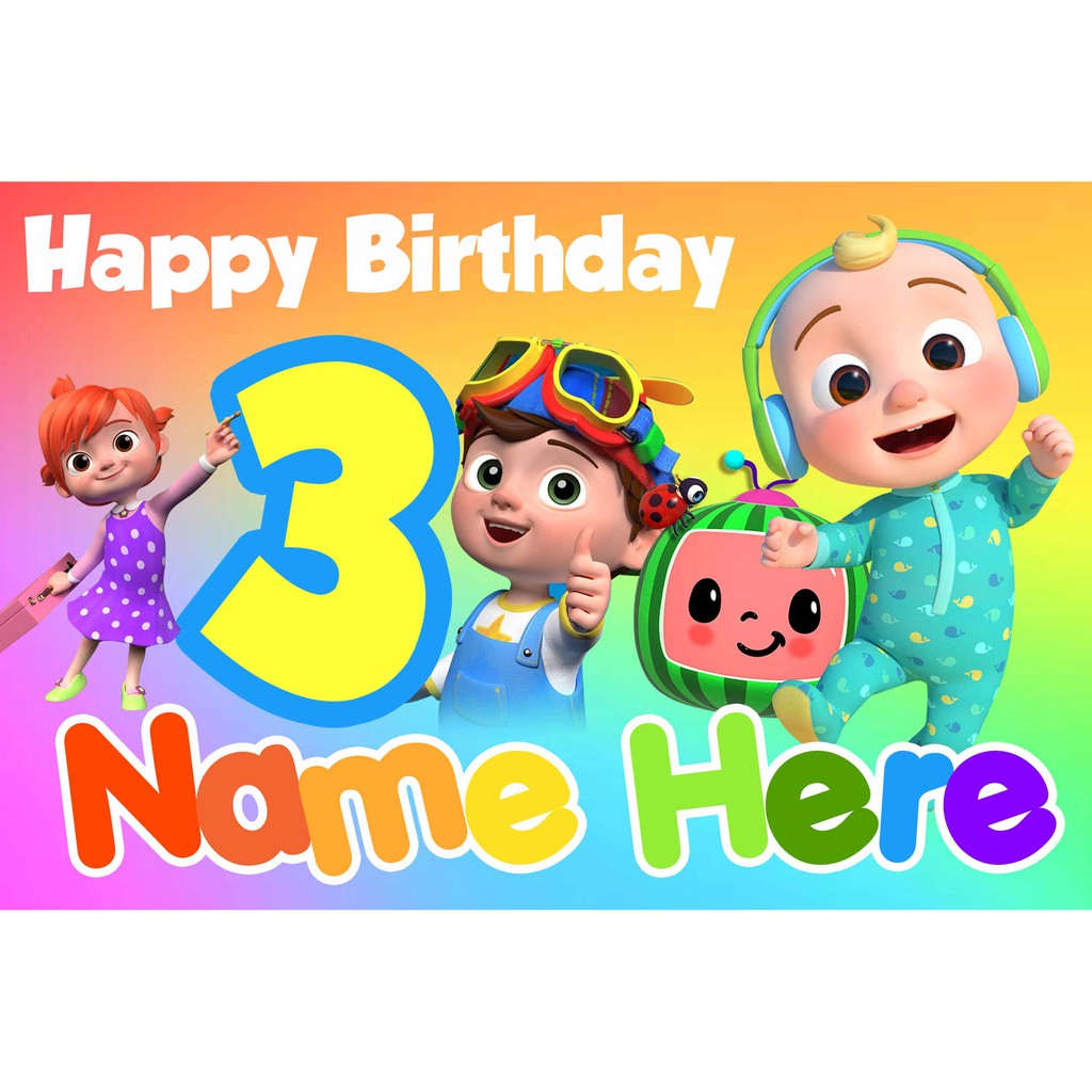 Cocomelon Birthday Banner Custom Name And Age With Picture Shopee