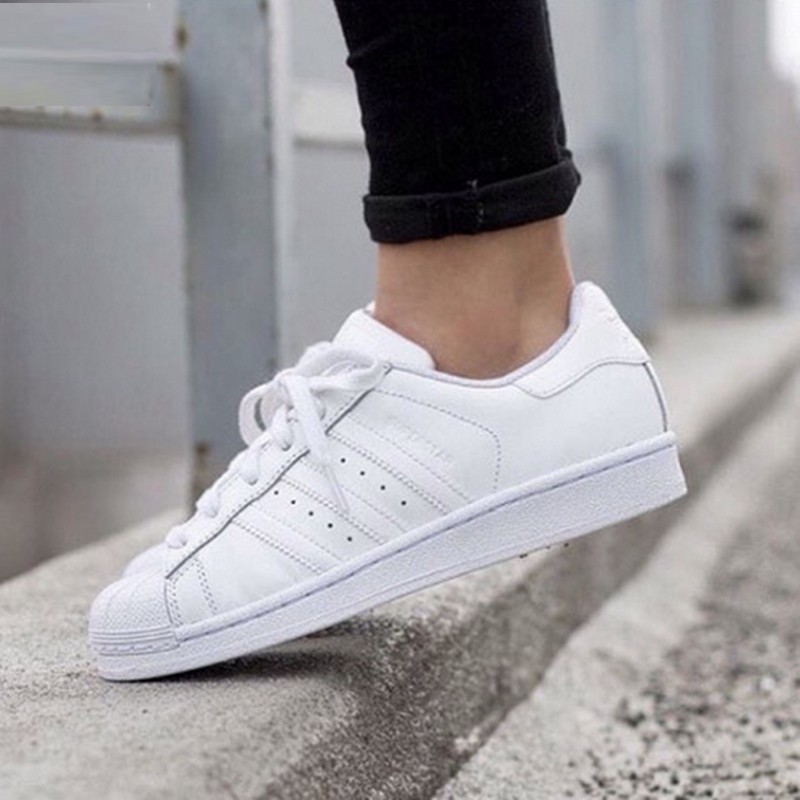 all white superstar adidas womens