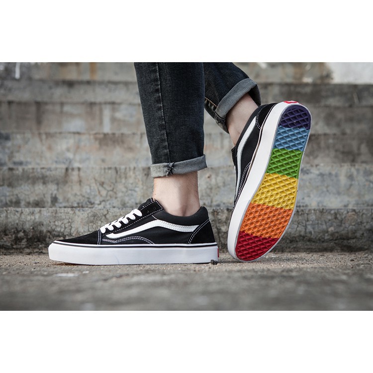 vans shoes with rainbow bottom