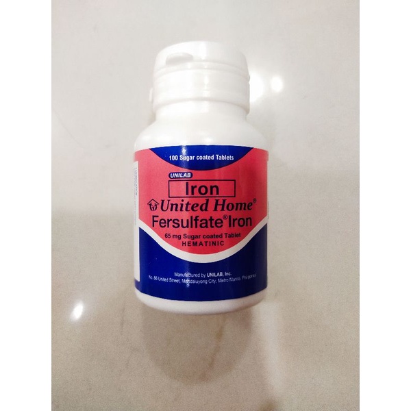ferrous sulfate iron united home unilab 1 bottle 100pcs tablet